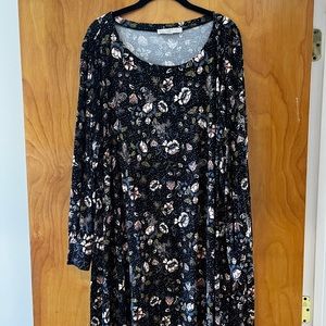 Loft floral cotton dress with button sleeve detail, size 24/26